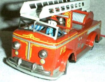 Alps Fire Truck R.C. B/Op. Tin Japan 1950’s