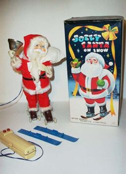 Alps Co.  Jolly Santa on Skis  1950’s B/Op.