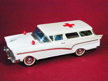 Bandai Ford Fairlane Ambulance Car Tin 1950’s