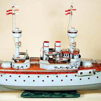 Bing Battleship Boat Steam Powered Tin