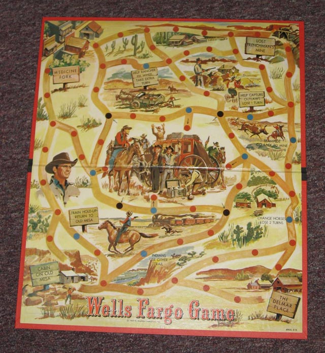Milton Bradley Wells Fargo Western Board Game 1959