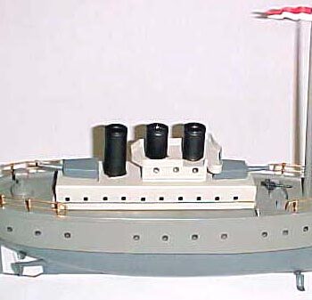 Carette Naval Gun Ship Tin Toy 13″