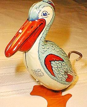 J. Chein Waddling Stork Tin Windup Toy