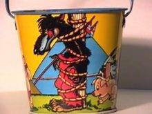 T. Cohn  Bad Wolf And Three Pigs Sand Pail 1940’s