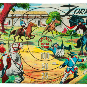 T. Cohn Inc. Superior Toys. Zorro Target Tin