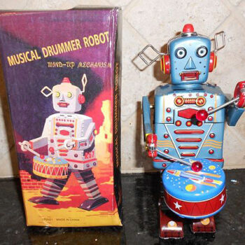 China Drummer Robot Tin Windup
