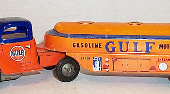 Courtland Gulf Gas Tanker Truck Toy 13″