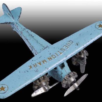 Dent Blue Question Mark Tri-Motor Airplane Toy