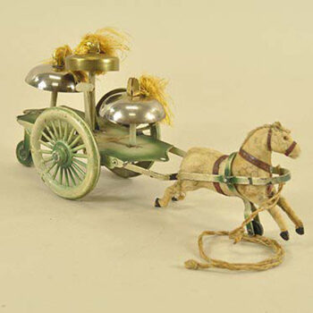 Doll et Cie Horse Pulling Open Cart with Bells Toy