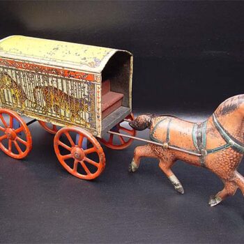 Converse Horse Drawn Menagerie Wagon Tin Litho Pull Toy