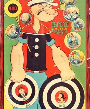 Durable Toy & Novelty Co. Popeye Bubble Target Tin  Litho