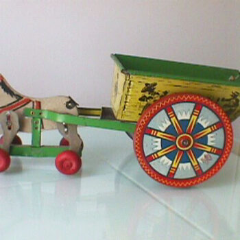 Elenee Wagon Pulled by Donkey Toy Metal