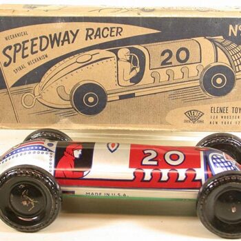 Elenee Speedway Racer Tin Litho Windup 1950’s