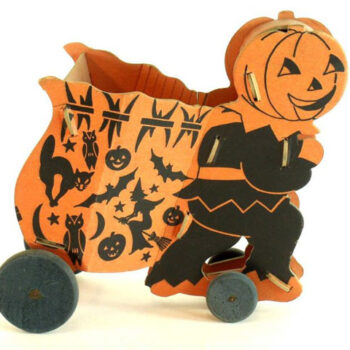 Dolly Folding Kite and Toy Co. Halloween Pumpkin Man Cart 1935