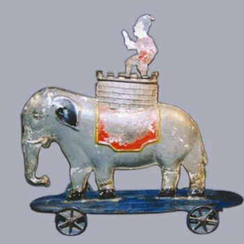 Hall and Stafford Articulated Man Riding in a Howdah Atop an Elephant