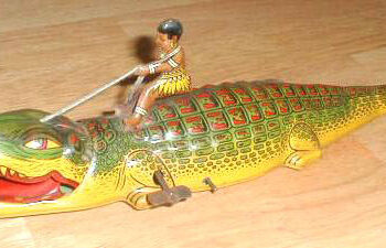 Chein Native Boy Riding Alligator