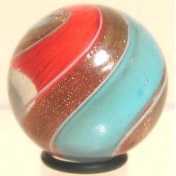 Red Blue Ribbon Lutz Marble