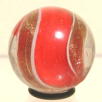 Cherry Red Ribbon Lutz Marble