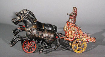 Hubley Roman Chariot with Three Black Horses