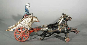 Hubley Uncle Sam Eagle Chariot with Two Black Horses