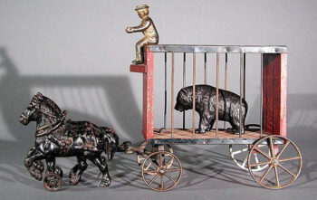 Arcade Circus Cage Black Bear Iron Still Bank