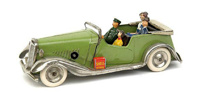 Tri-ang Minic Fire Chief - Voiture De Pompier Ancienne - Jouet Vintage