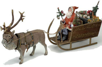 Santa in Sleigh with Nodding Reindeer