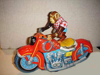 Asahi Motorcycle with Chimpanzee Rider Toy