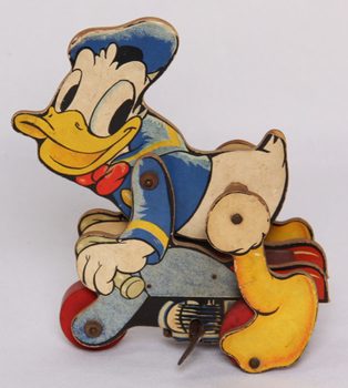 Chad Valley Donald Duck on a Motorcycle