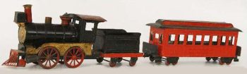 Dart Mfg. Co. Train Engine & 2 Passenger Cars Toy Tin