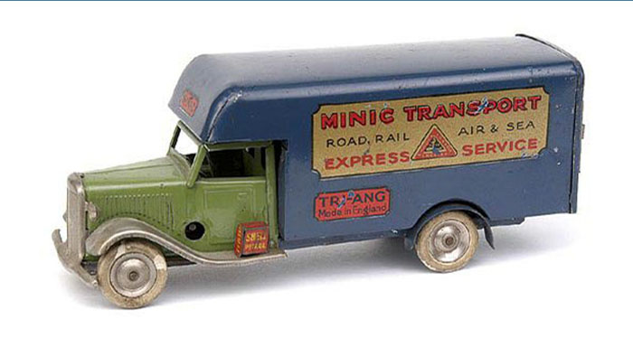 Automobile van transport mécanique en tôle MINIC-TRIANG (années 1930) UK