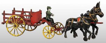 Wilkins 2 Mule-Drawn Stake Bed Wagon Toy