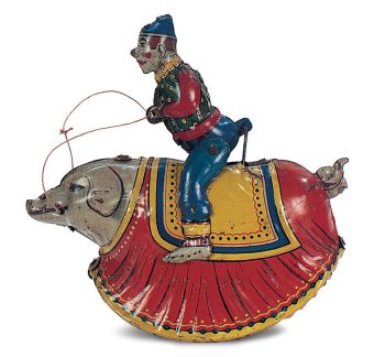 Clown on a Performing Pig