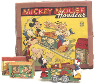 Wells Brimtoy Mickey and Donald Hand Car