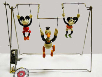 Nifty Mickey Mouse & Donald Duck Acrobat on Trapeze