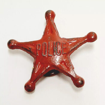 Cracker Jack Toy 5 Star Police Badge Stud Lapel Button Premium