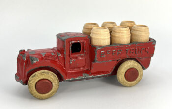 Savoye Pewter Toy Co. Beer Truck with Wooden Barrels