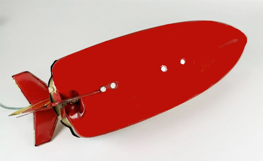 Bandai Thunder Jet Boat Remote Control, Tin, 10″ Long x 3 1/2″ High x 3 1/2″ Wide, Battery Operated, 1950’s